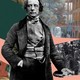 A photo of Charles Dickens against a collage of scenes from 19th-century London