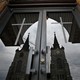 reflection of church in church doors