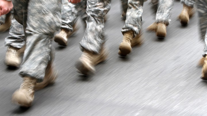 American troops marching