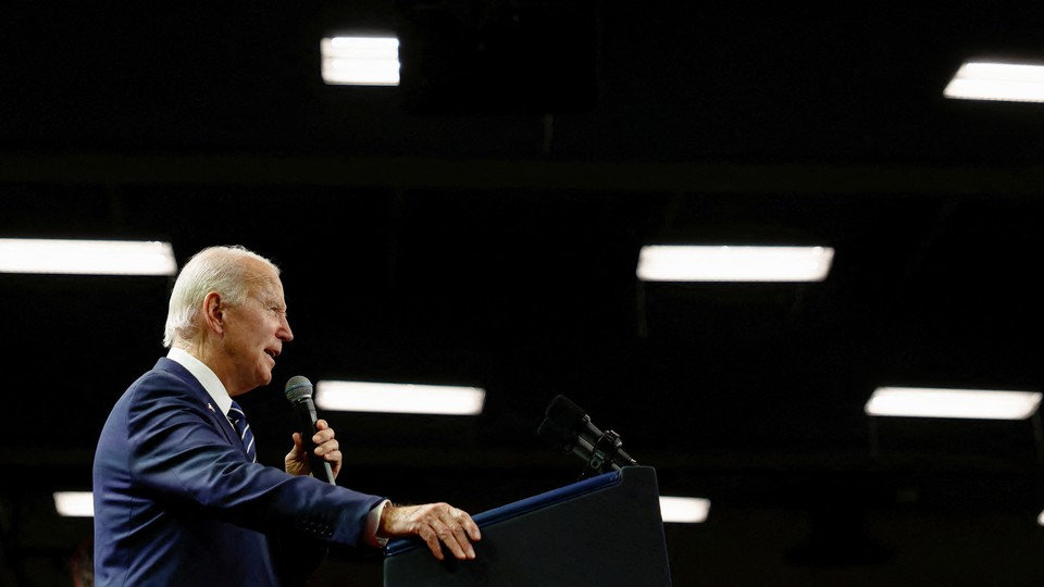 A photo of President Joe Biden speaking