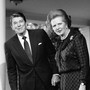 Former President Ronald Reagan and former British Prime Minister Margaret Thatcher at the White House in 1982