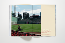 magazine open to the spread "How Baseball Saved Itself" with photo of Fenway Park