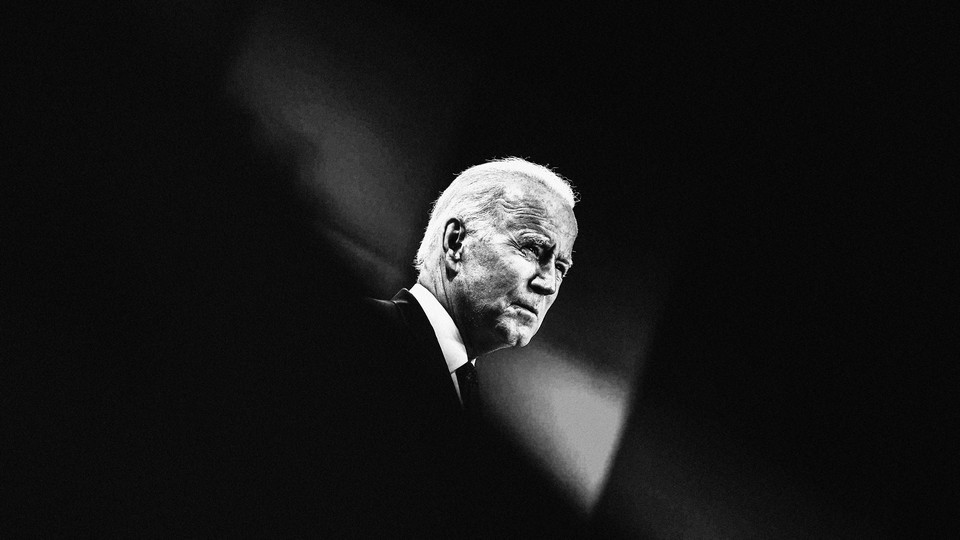 President Biden looking stern during a speech