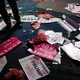 Debris and signs are left on the floor after the victory party for Republican president-elect Donald Trump in New York on November 9, 2016.