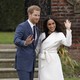 Prince Harry and Meghan Markle, star of 'Suits,' at Kensington Palace following the official announcement of their engagement