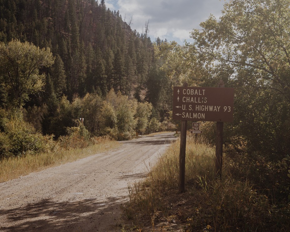 Road sign on the way to Cobalt.