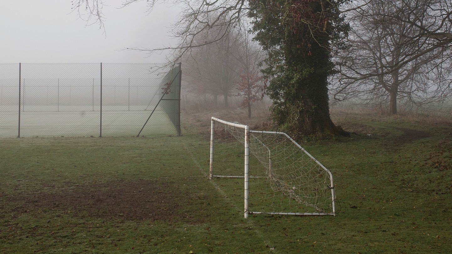photograph of a soccer net