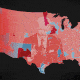 A GIF shows an image of Joe Biden superimposed on a map of the United States. A wave of red sweeps over the map.