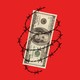 An illustration showing a $100 bill with barbed wire around it