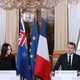 French President Emmanuel Macron and New Zealand Prime Minister Jacinda Ardern hold a news conference during the Christchurch Call meeting on May 15, 2019.