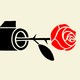 Illustration of a gun with a rose coming out of the barrel