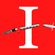 Illustration of the letter "I" and a broken syringe