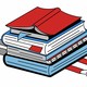 A drawing of a person crushed by a stack of giant books