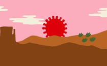 Illustration of a coroanvirus sunsetting