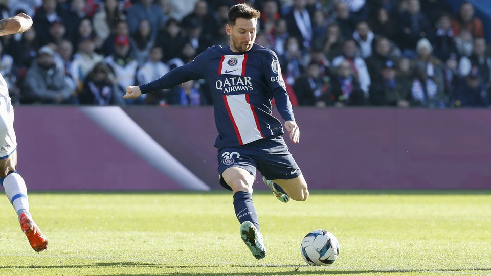 Lionel Messi in a match between Paris Saint-Germain and AJ Auxerre at Parc des Princes on November 13, 2022 in Paris, France.