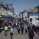 The boardwalk at Ocean City, Maryland, crowded with people