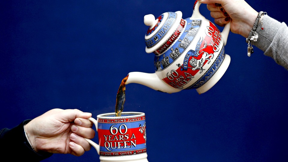 A teapot commemorating Queen Elizabeth II's Diamond Jubilee