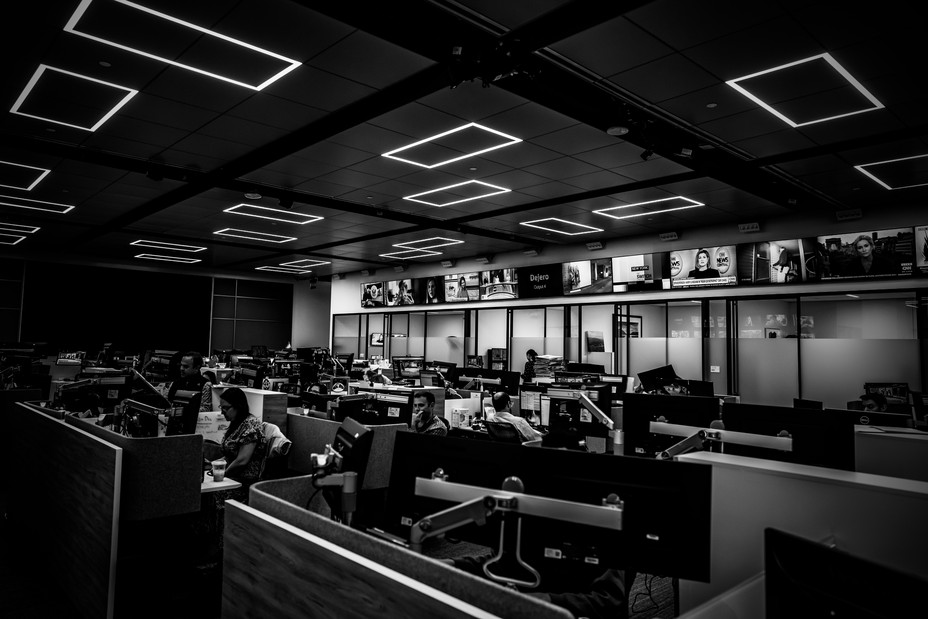 Picture of the area where the producers, correspondents and reporters sit in the CNN headquarters in Hudson Yards, New York, New York.