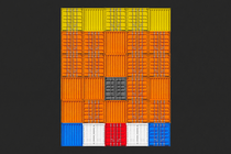 Shipping containers stacked on top of one another