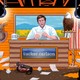 An illustration of Tucker Carlson surrounded by his new Americana-style set