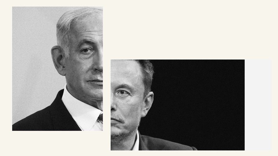 Photos of Netanyahu and Musk