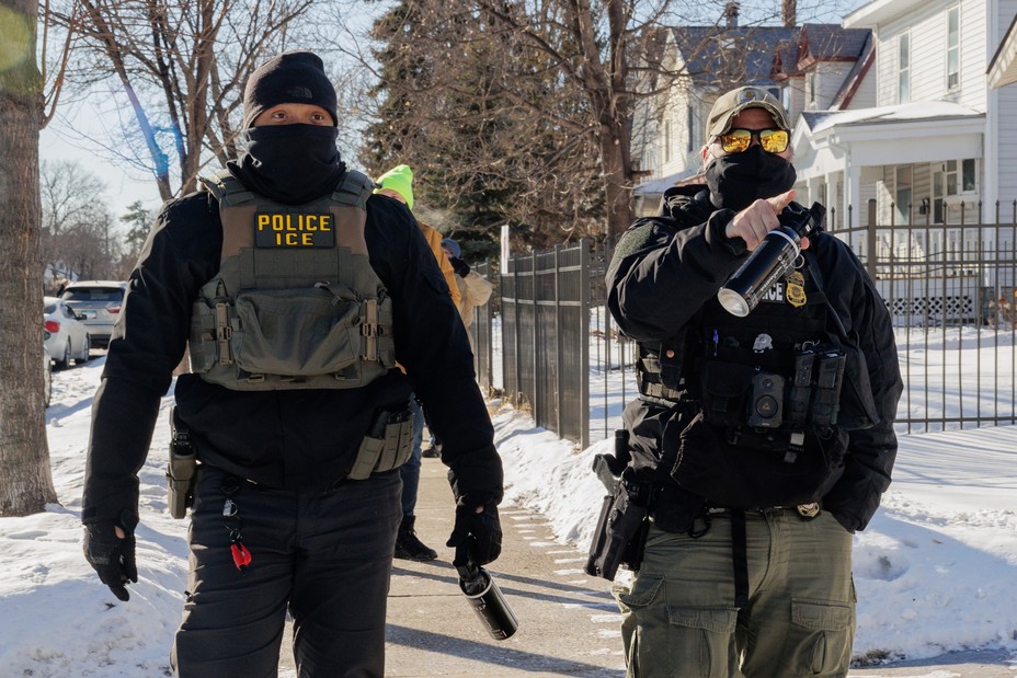 Two ICE agents on the street in Minneaapolis