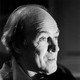 Black-and-white photo of Roald Dahl in profile