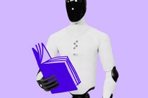 AI humanoid instructor with a book