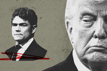 Illustration of Trump and Joe Kent in black and white photographs, with red sharpie marks under Joe Kent's picture.