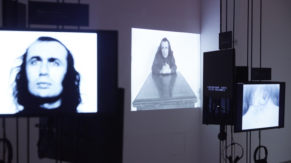 Installation view of 'Vito Acconci: Where Are We Now (Who Are We Anyway?), 1976' at MoMA PS1, 2016. 
