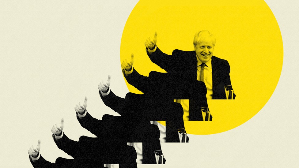 An edited image of Boris Johnson giving a thumbs-up.