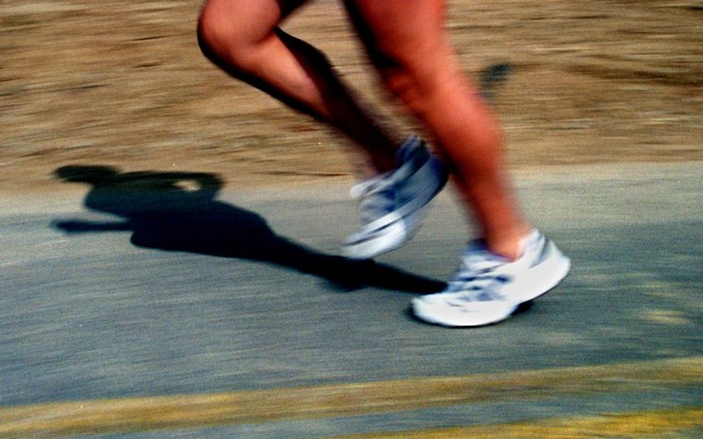 A runner's legs in motion