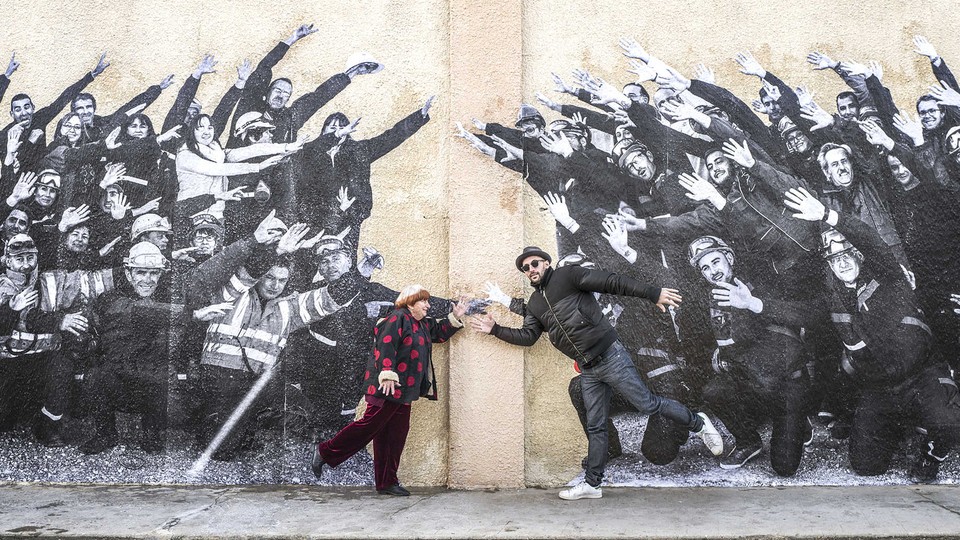 Agnes Varda and JR pose in a still for the documentary 'Faces Places'