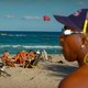 A photo of a crowded beach.