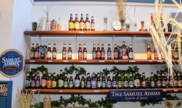 A display of Samuel Adams beers, from the Boston Beer Company headquarters during its 30th anniversary celebration in 2014