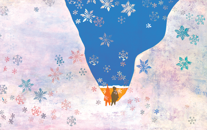 An illustration from The Snowy Day.