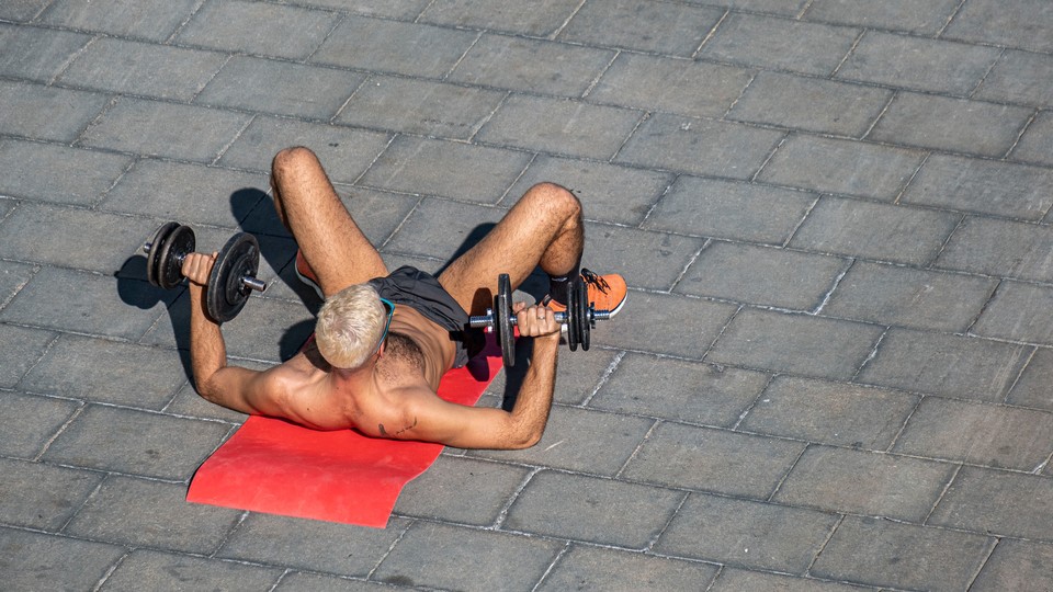 Fitness, back muscle flexing and man isolated on gray studio