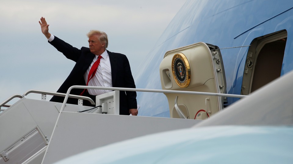 President Donald Trump boards Air Force One