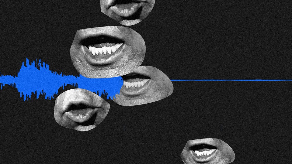 Trump's mouth and an audio wave
