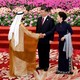 United Arab Emirates Vice President and Prime Minister Mohammed bin Rashid Al Maktoum arrives to a welcoming banquet hosted by Chinese President Xi Jinping on April 26, 2019