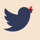 An illustration of the Twitter logo with the bird's beak tied