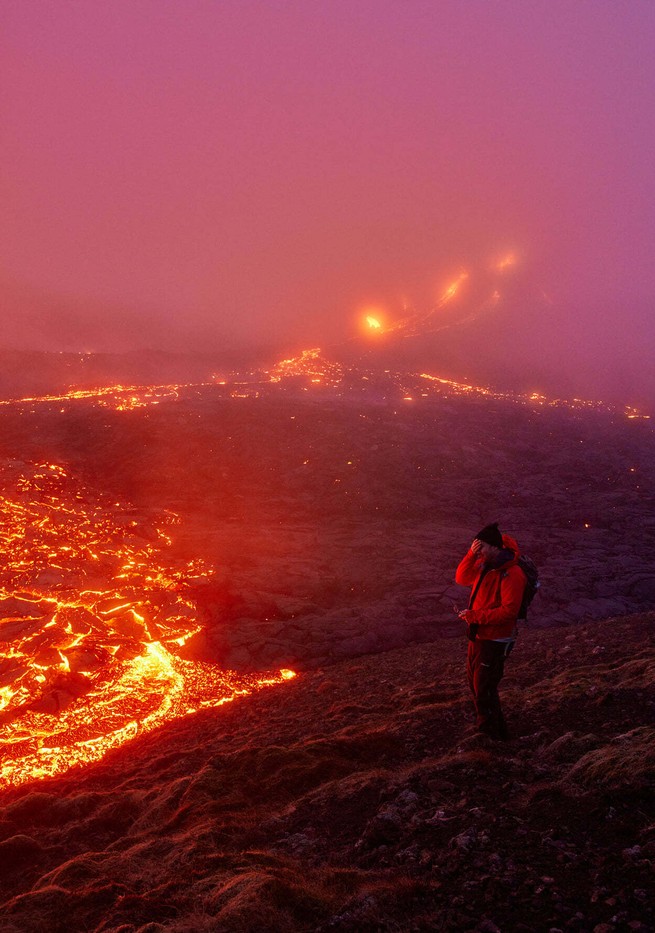 A volcano eruption in Iceland.