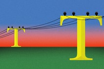 Illustration of golden Ts as telephone poles