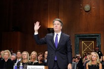 Brett Kavanaugh is sworn in to testify before the Senate Judiciary Committee confirmation hearing.