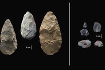 Acheulean tools on the left, Middle Stone Age tools on the right