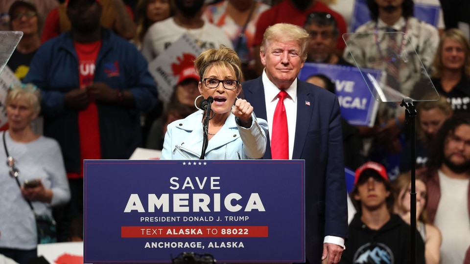 Sarah Palin and Donald Trump on stage