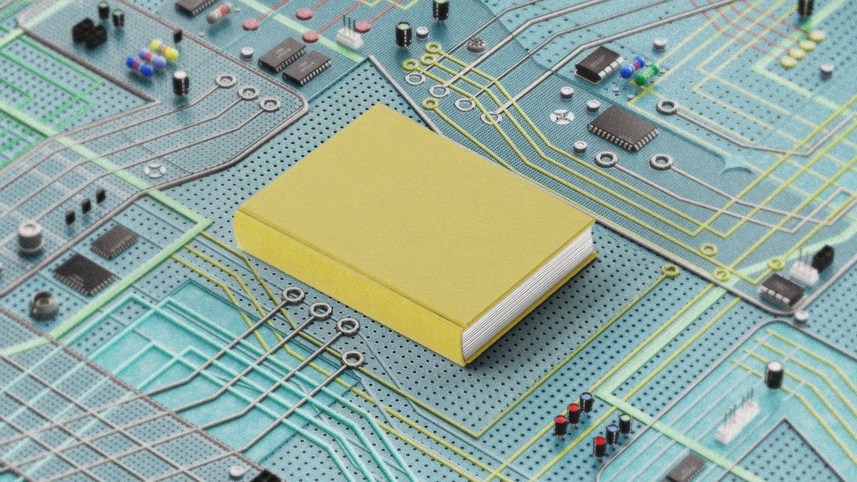 A book sitting on a circuit board