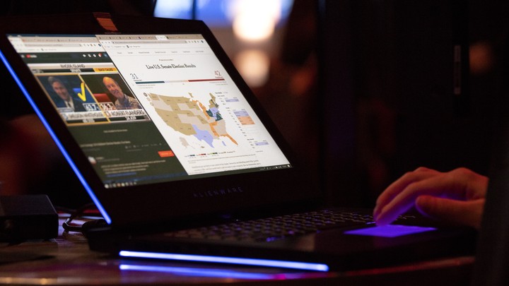 Election results on a computer screen