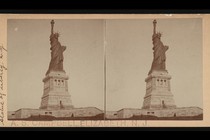 Two photos of the Statue of Liberty