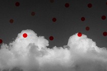 a cloud with red dots on it